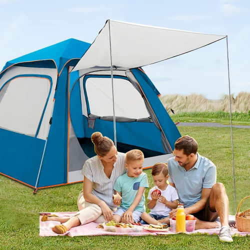 Camping Tent Family Tents Large Waterproof Tent 3-5 Persons with 2 Windows 2 Doors Available for Outdoor Sports Travel Beach Picnic (240*240*160cm)