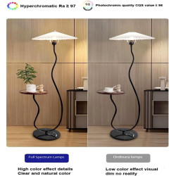 Nordic design standing floor lamp with wooden table, standing lamp with marble base