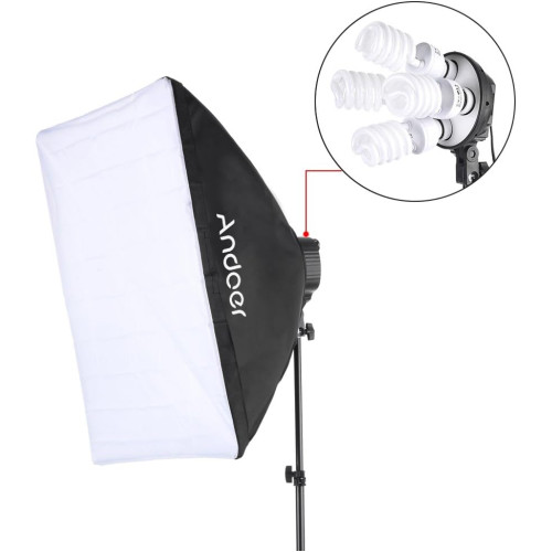 eWINNER Photo Studio Lighting Kit with 2pcs Softbox,2pcs 4in1 Bulb Socket,8pcs 150W Bulb,2pcs Light Stand,and Carrying Bag