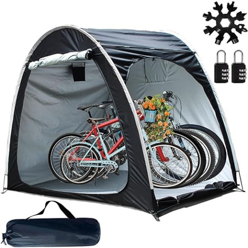 Bicycle Cover Tent,Heavy Duty Enlarged Style Two Doors Can Store 3-4 Bicycles 