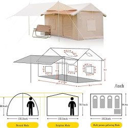 خيمة تخييم قابلة للنفخ، خيمة عائلية سهلة الإعداد، 4 فصول مقاومة للماء ومضادة للرياح، خيمة تفجير خارجية