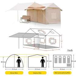 خيمة تخييم قابلة للنفخ، خيمة عائلية سهلة الإعداد، 4 فصول مقاومة للماء ومضادة للرياح، خيمة تفجير خارجية