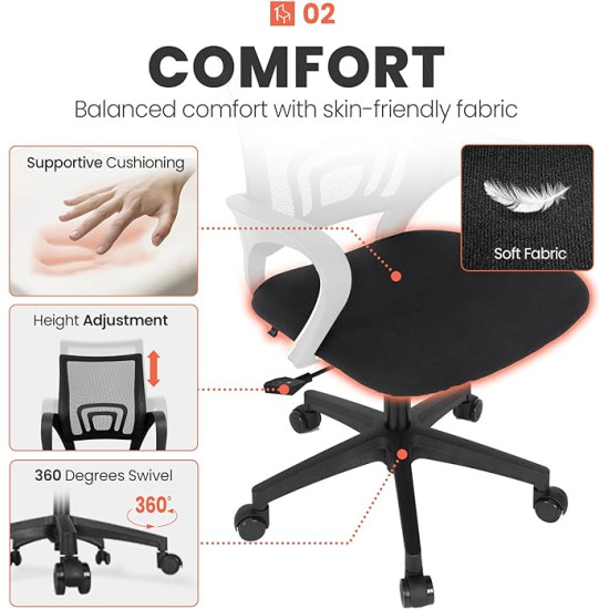 Office/Gaming Chair With Ergonomic Backrest Designed For Superior Comfort With Adjustable Seat Black 100 x 60 x 48cm
