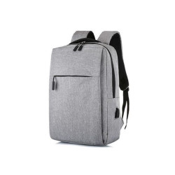 حقيبة ظهر للابتوب محمولة مع منفذ USB رمادي/أسود