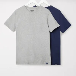 2-Piece Short Sleeve T-Shirt Set Grey/Blue