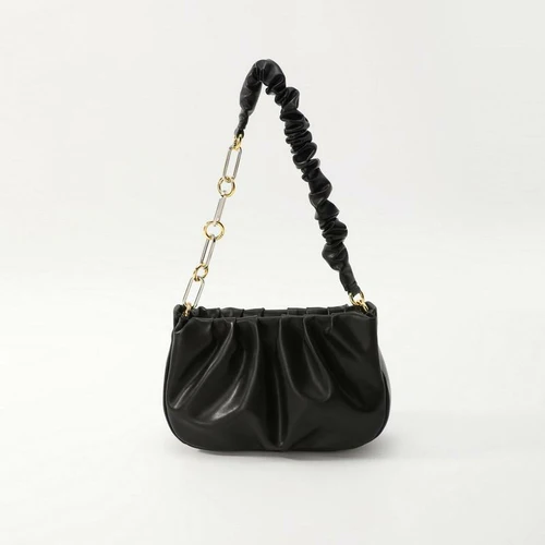Shoulder bag with ruffled strap and interchangeable chain
