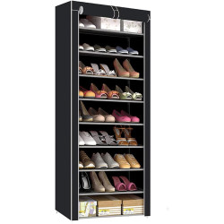 Shoe Rack 9 Shelves Black 160x60x30cm