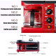مكينة تحضر الفطور 3 في 1- فرن تحميص، ومقلاة طهي، وماكينة صنع قهوة - أحمر