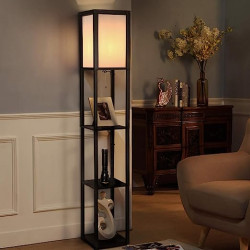3 in 1 Shelf Floor Lamp with 2 USB Ports Shelf & Storage & LED Floor Lamp