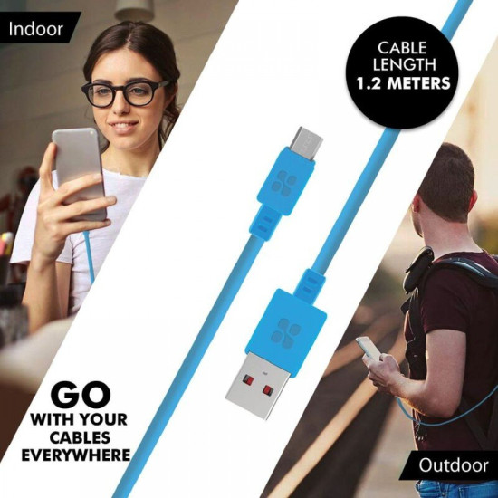 الهواتف الذكية / الأجهزة اللوحية ، كابل MicroCord-1 Micro USB بطول 1.2 متر من بلو بروميت ، عالي السرعة 1.8 أمبير USB A ذكر إلى Micro-B USB ، كابل شحن متزامن مع سلك مضاد للتشابك وحماية من الشحن الزائد للهواتف الذكية / الأجهزة اللوحية ، أزرق