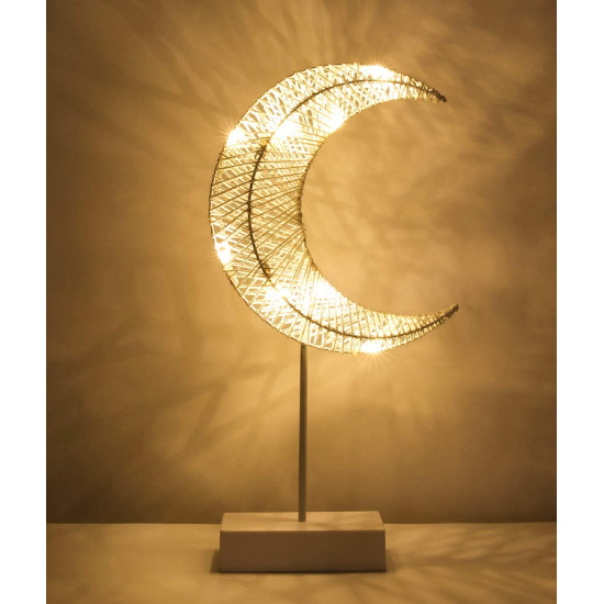 مصباح LED بتصميم على شكل قمر ومزود بحامل أصفر 41 x 24 x 8سنتيمتر