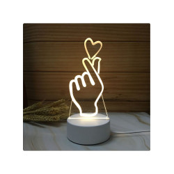 مصباح ليلي LED ثلاثي الأبعاد بتصميم خادع للبصر يعبر عن الحب أصفر