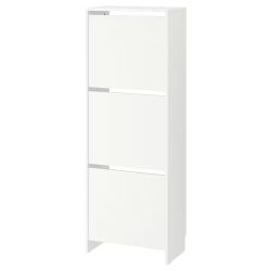 Shoe cabinet with 3 compartments,, white bissa