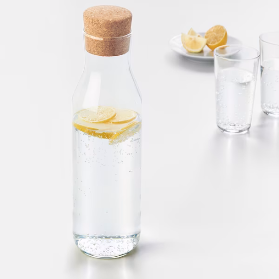 Carafe with stopper, clear glass/cork 1L