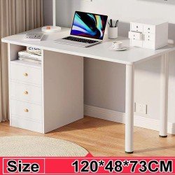 computer Desk – Simple Rectangular Writing & Study Table with Storage Drawers 120x48x73 cm