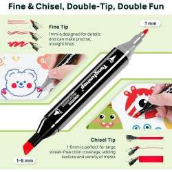 80 قلم رسم ملون، اقلام ماركر كحول، مجموعة اقلام تحديد بطرف مزدوج، اقلام تلوين