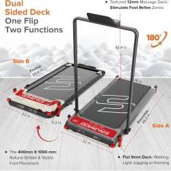وسادة مشي مزدوجة الجوانب 3 في 1، وسادة تدليك بالضغط على نقاط معينة من الجسم، 5 أوضاع سرعة، شاشة LED، جهاز تحكم عن بعد، المشي المائل