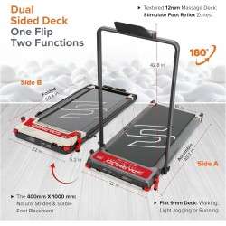 وسادة مشي مزدوجة الجوانب 3 في 1، وسادة تدليك بالضغط على نقاط معينة من الجسم، 5 أوضاع سرعة، شاشة LED، جهاز تحكم عن بعد، المشي المائل